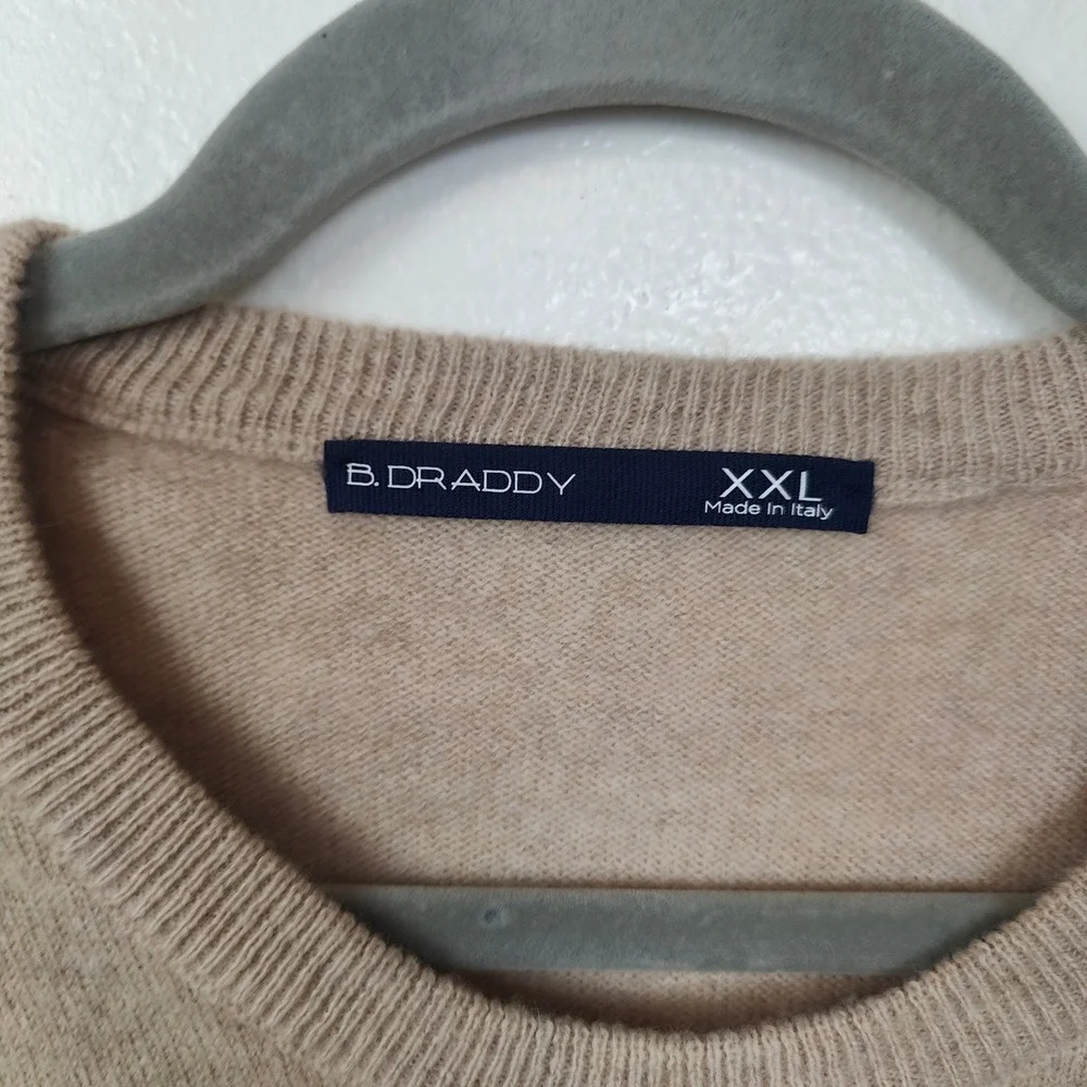 B. Draddy Top Mens XXL Tan 100% Scottish Cashmere‎ Commonwealth Golf Old Money